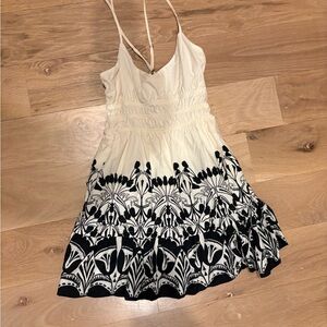 Anthropologie Black and Cream Floral Mini Dress